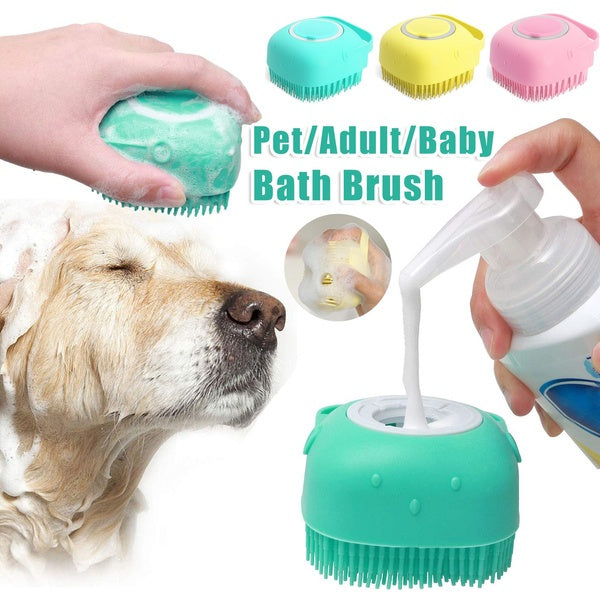 Pet Set Go™ 2-in-1 Silicone Bath & Massage Grooming Brush (Shampoo Dispenser)