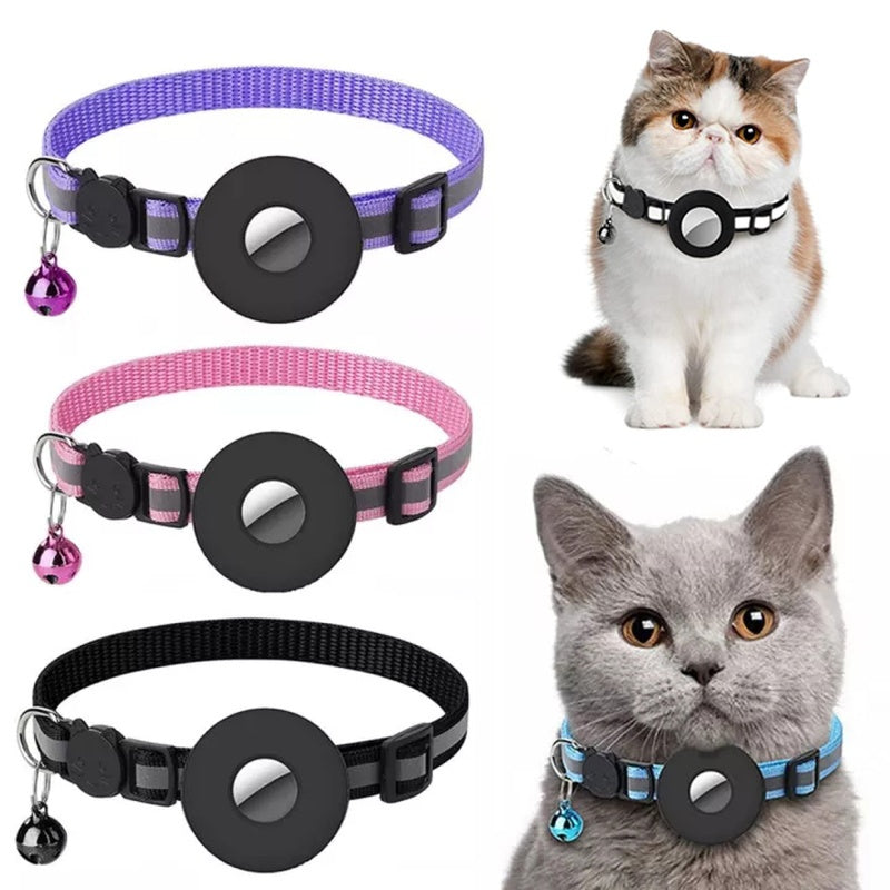 Pet Set Go™ Reflective Nylon Collar with Airtag Holder – Protective Case for Cats & Dogs